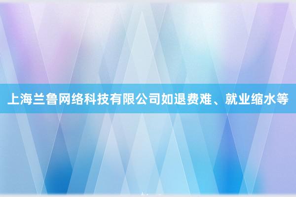 上海兰鲁网络科技有限公司如退费难、就业缩水等